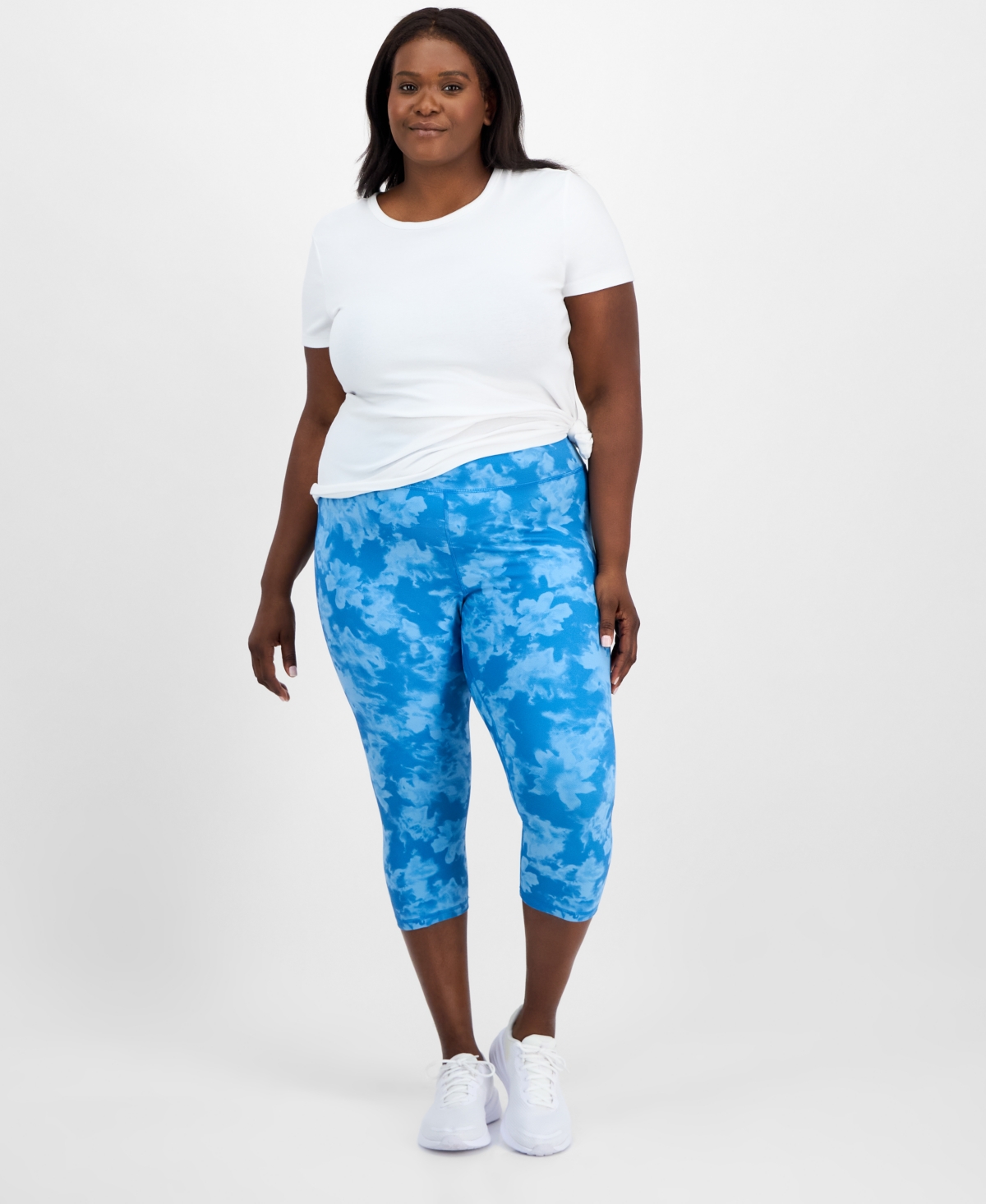 Id Ideology Plus Size Abstract Dye Capri Leggings, Exclusively At Macy's