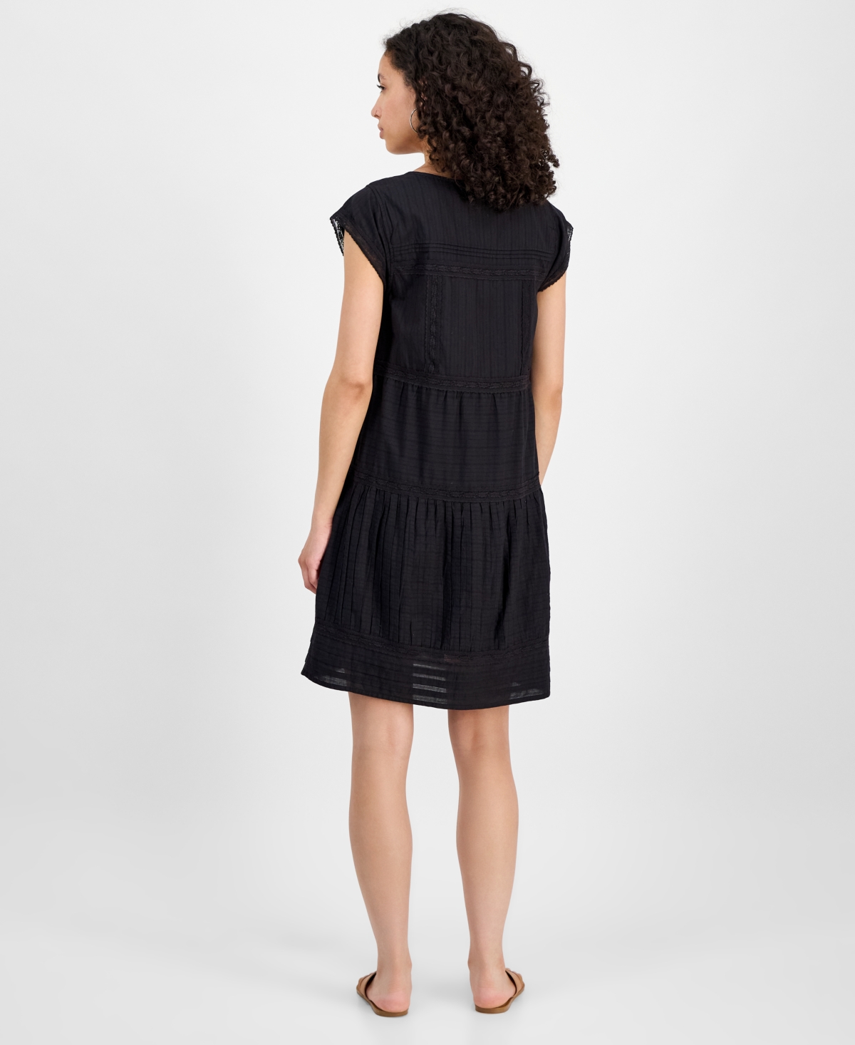 Lucky Brand Women's Cotton Button-front Lace Mini Dress