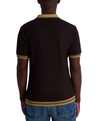 Мужская рубашка поло с фактурным воротником Джонни от Карла Лагерфельда в Париже