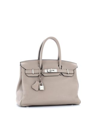 Бывшая в употреблении сумка Hermes Birkin 30 серого цвета Clemence с палладиевой фурнитурой