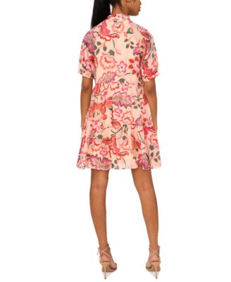 Женское многоярусное платье-сорочка с V-образным вырезом и короткими рукавами от MSK