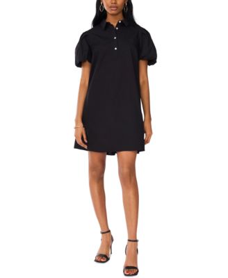 Женское мини-платье-сорочка с пышными рукавами и воротником от MSK