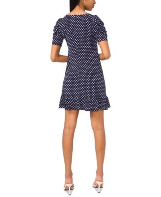 Женское платье-сорочка MSK с круглым вырезом, пышными рукавами и оборками на подоле