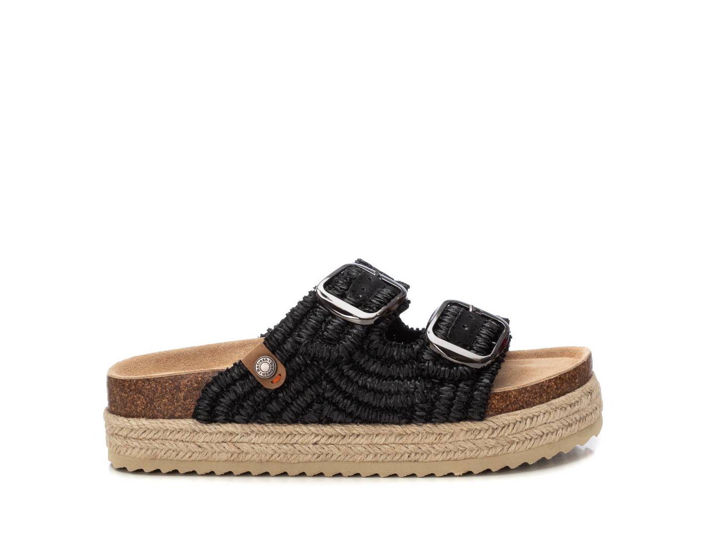 Женские сандалии XTI Jute Wrapped Platform Cork Footbed Sandals Refresh Collection, цвет: Чёрный — фото 2