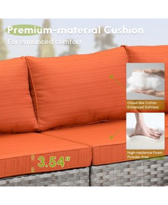 Patio Furniture Set,6 Piece Outdoor Sectional Sofa Couch Set,Patio Conversation Set with Modular Wicker Chairs,Widened Armrest,Side Table,Orange Red