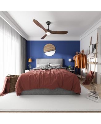 60 inch lighted ceiling fan, indoor and outdoor use, with remote control, reversible DC motor, noiseless, suitable for bedroom, living room, terrace, porch, solid wood, natural