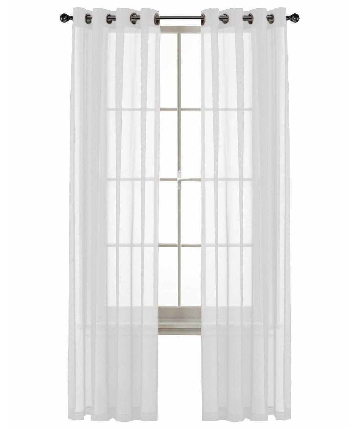 Basic Home Custom Sheer Voile Grommet Top Window Curtains - 38 in. W x 84 in. L, White - White