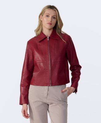 Women's Classic Leather Jacket, Created for Macy's
