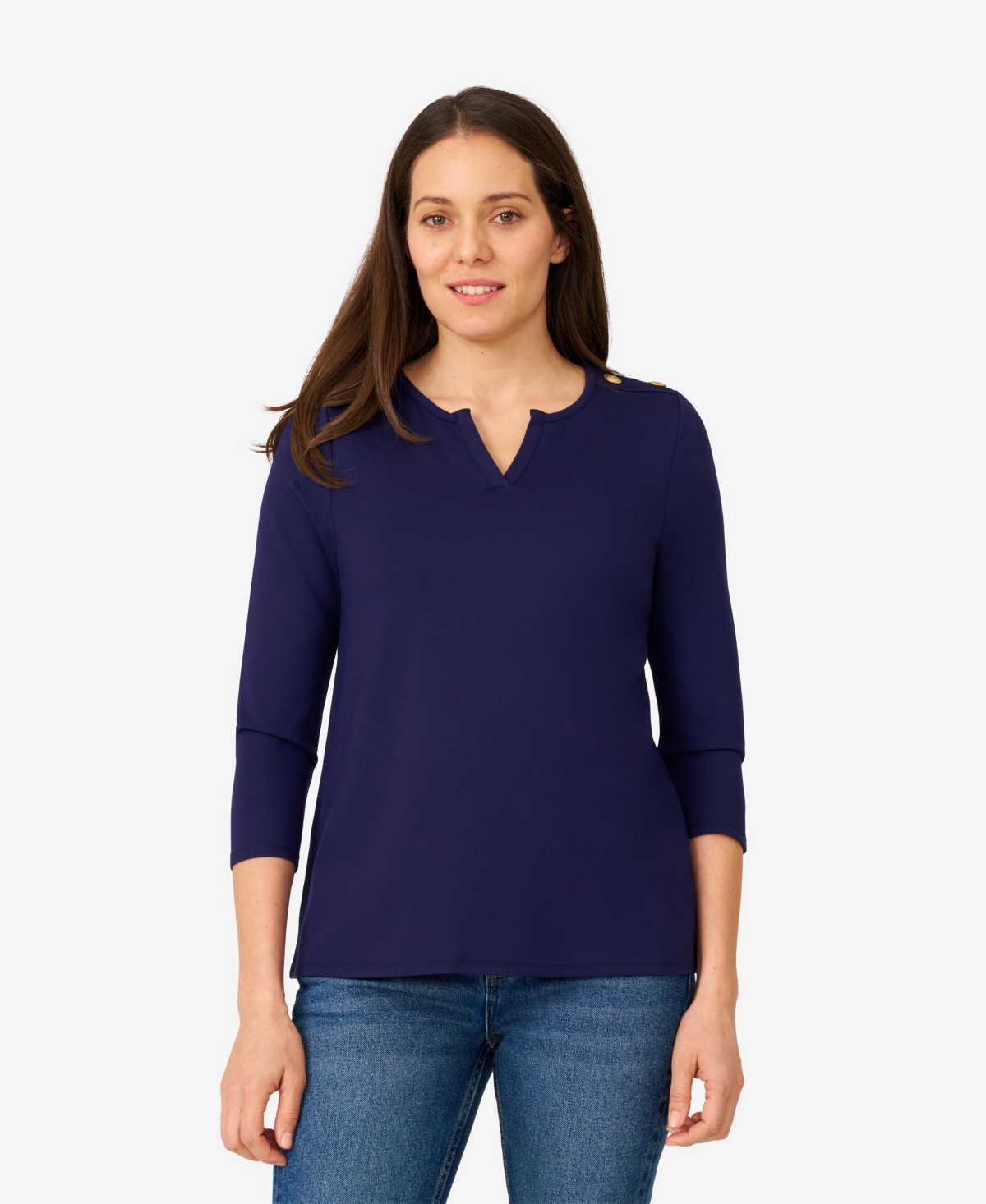 Women's Button Shoulder Top - In the navy