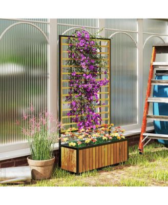 Raised Garden Bed, Planter Box with Trellis, Removable Pots,