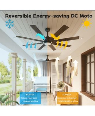 72" Ceiling Fan with Light, Solid Wood Blades, Quiet Reversible DC Motor, Remote Control, Indoor/Outdoor for Bedroom, Living Room & Porch.