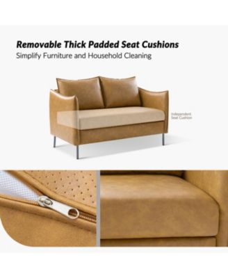 Monroe Modern Industrial-Style PU Leather Sofa with Sturdy Metal Legs And Movable Seat