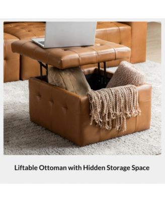 Blanca 87" wide Genuine Leather Sofa with Button Tufted Stitched Pattern