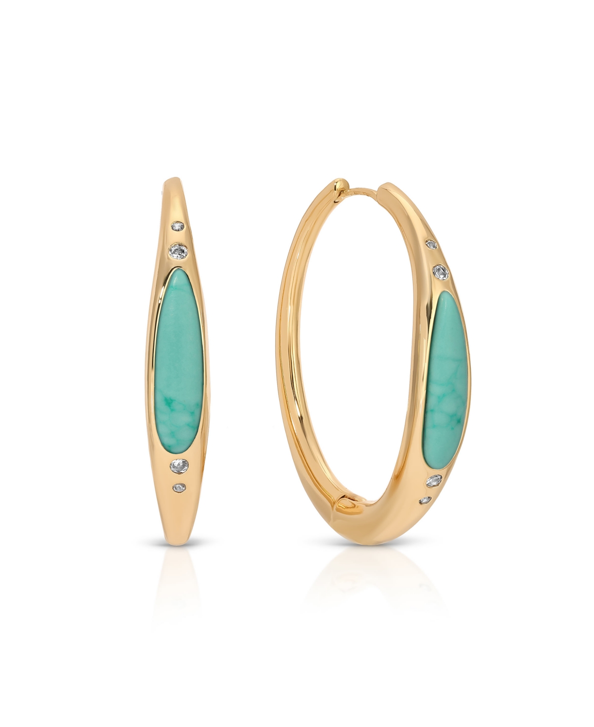 Turquoise Solstice Hoops - Gold