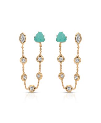 Double Piercing Turquoise Earrings