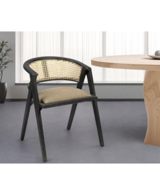 Open Back Linen Dining Arm Chair with Cushioned Seat for Home or Restaurant Use