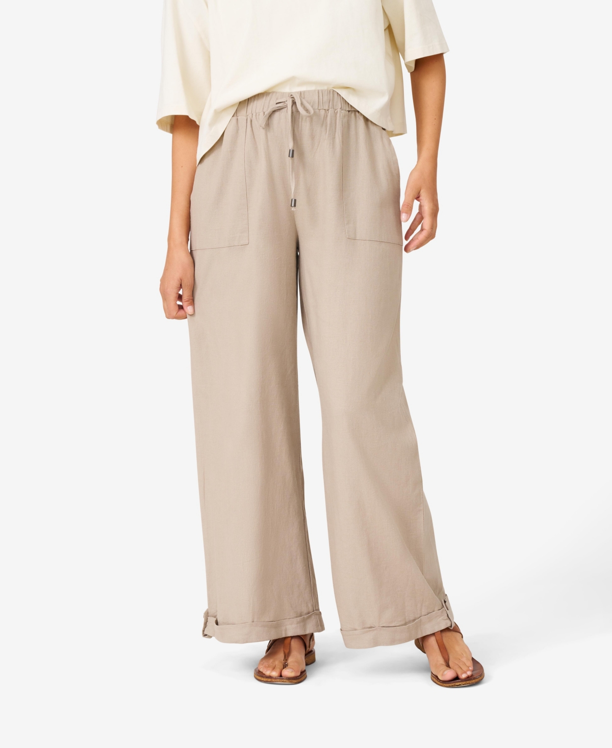 Women's Linen Blend Crop Pant - Chinchilla