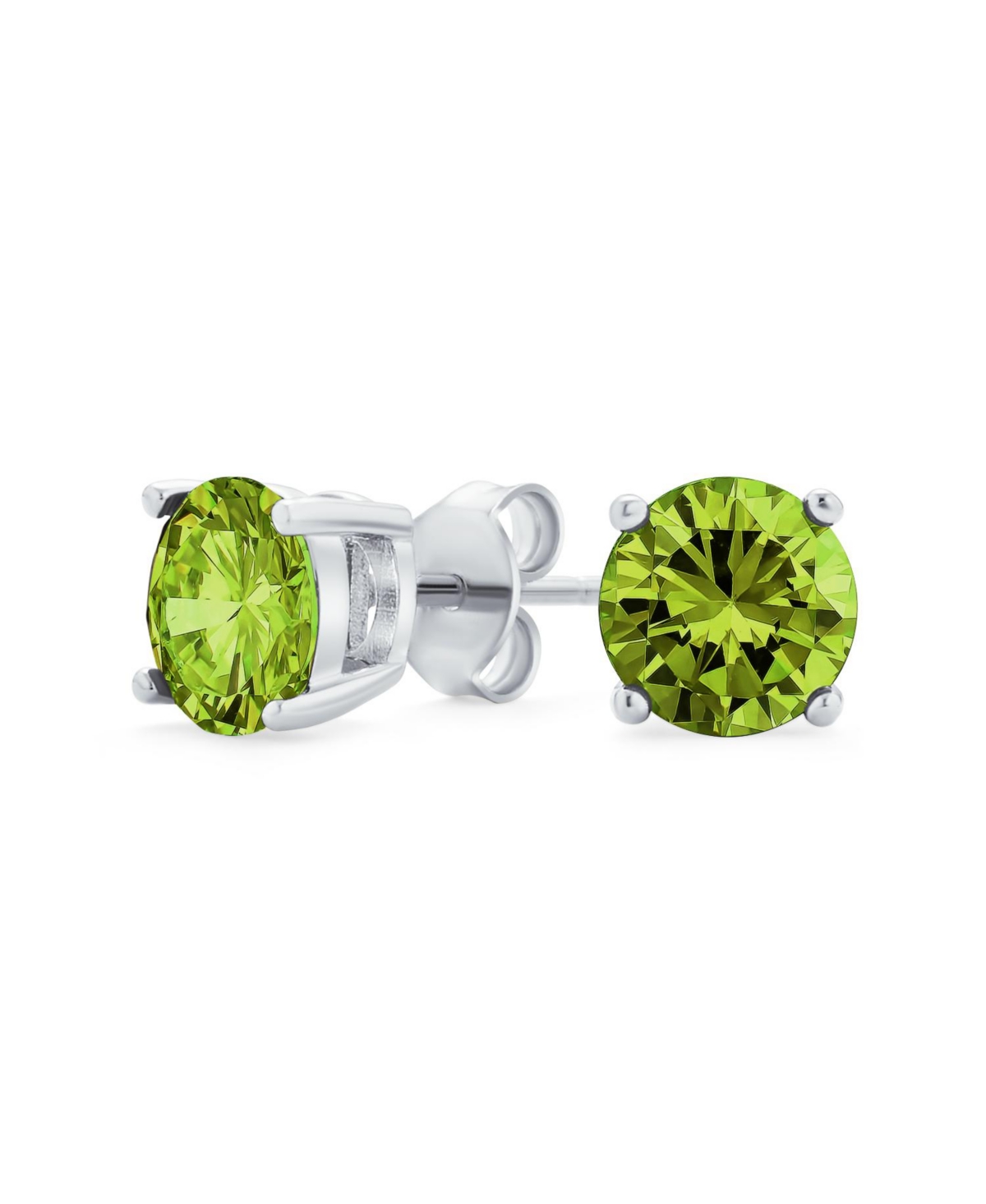 1CTW Round Cubic Zirconia Solitaire Cz Stud Earrings .925 Sterling Silver 7MM - Olive green