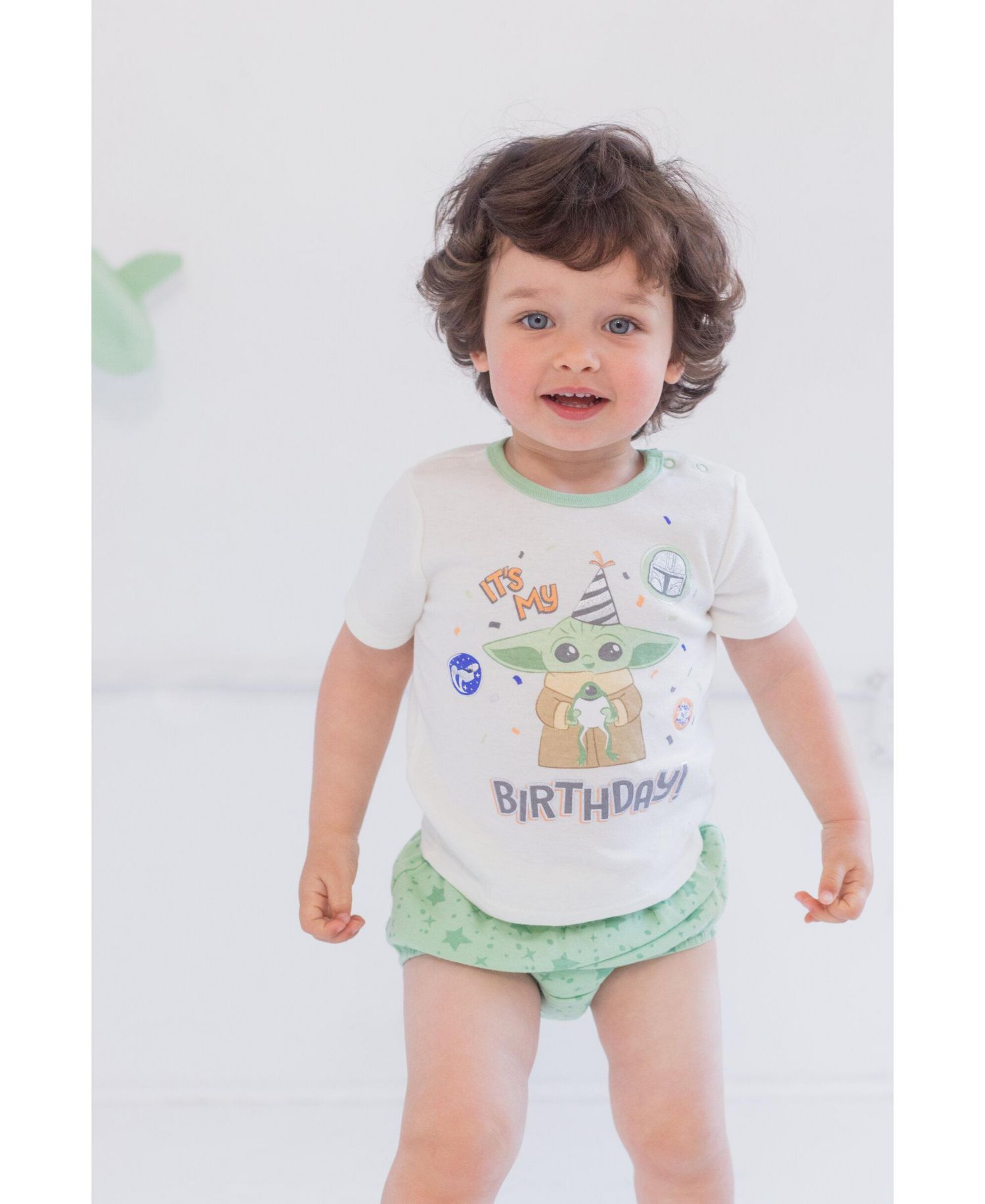 Baby Boys Yoda Pullover T-Shirt Diaper Cover and Hat 3 Piece Outfit Set