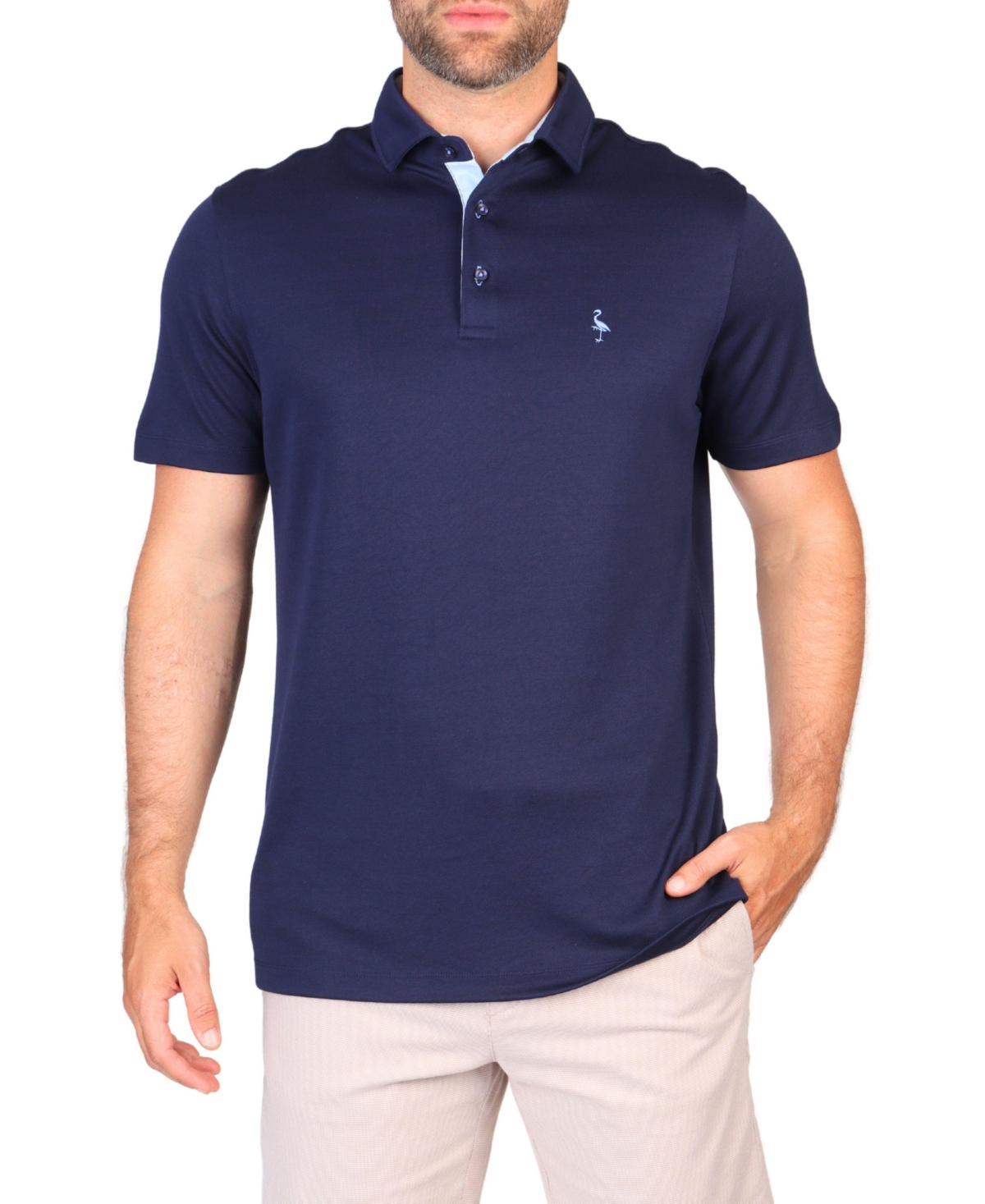 Men's Solid Modal Polo w/Contrast Trim - Oxford blue