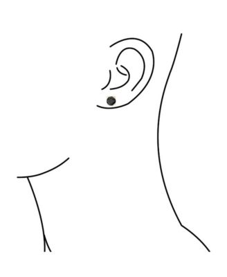 Black Round Stud Earrings Cubic Zirconia Solitaire CZ Gold Plated .925 Sterling Silver