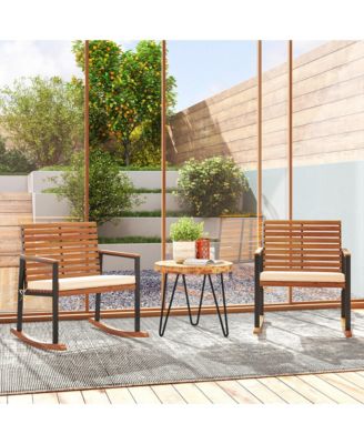 2PCS Outdoor Rocking Chair, Wooden Outdoor Rockers,