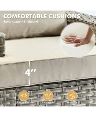 13 Piece Outdoor Patio Furniture Sets with Fire Pit Table,All Weather Wicker Sectional Sofa with Extra Deep Patio Swivel Chairs and Solar PoweRed Coffee Table for