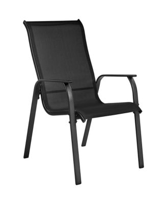 Set of 2 Outdoor Texteline Stackable Dining Chairs, Gray