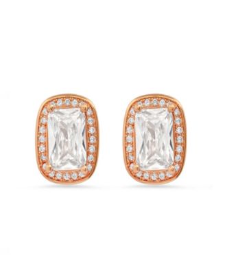 Steeltime Womens 18K Rose Gold Plated Brass Simulated Emerald Cut Diamonds Stud Earrings 12390₽