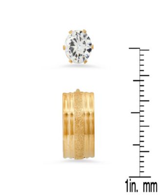 Women's 2 Pieces Set Simulated Diamonds Studs and Diamond Cut Huggie Earrings