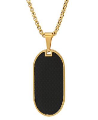 Steeltime Men's Carbon Fiber Dog Tag Pendant Necklace