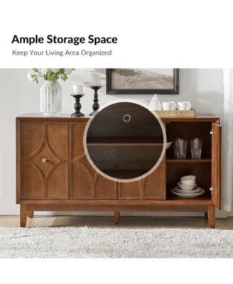 Mid-Century Sideboard with Solid Wood Legs and Adjustable Shelves