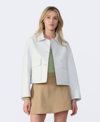Women's Cropped Leather Jacket, Created for Macy's