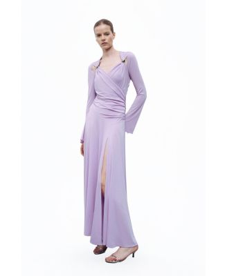 Women's Long Sleeve Maxi Dress with Accessory Detail