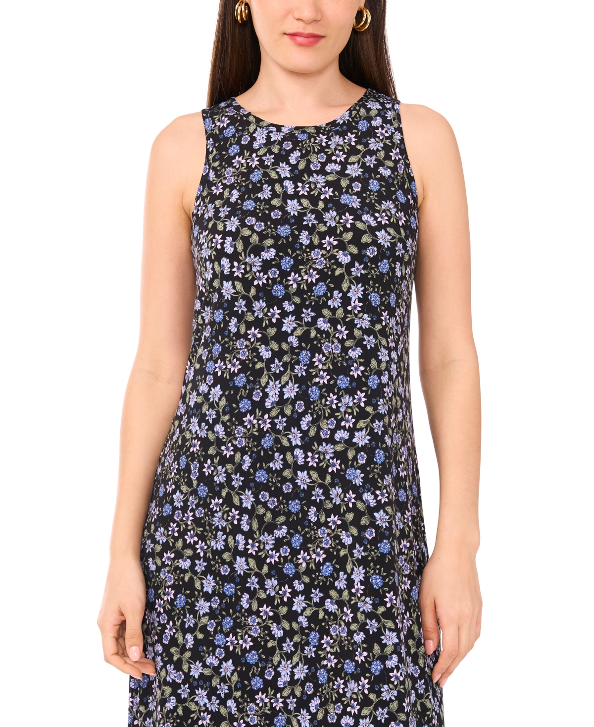 Shop Vince Camuto Women's Ditsy-print Sleeveless Maxi Dress