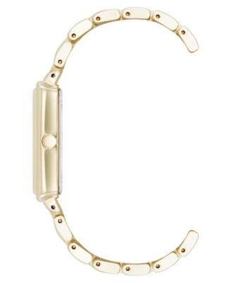 Women's Quartz Rectangular Estate Gold-Tone Metal Alloy and Champagne Dial Watch, 25mm