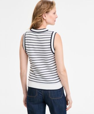 売れ筋商品|||トミー ヒルフィガー ニット&セーター アウター レディース Women's Striped Basket-Weave Sleeveless Shell Sweater Ivory Multi Tommy Hilfiger Women's Striped Basket-Weave Sleeveless Shell