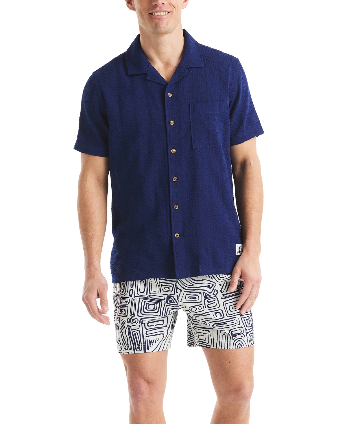 Nautica Beach Boys X  Men's Seersucker Camp Short-sleeve Shirt