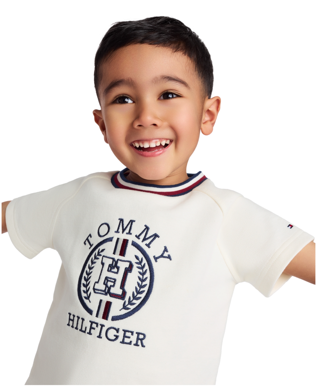 Tommy Hilfiger Toddler Boys 2-piece Signature Raglan T-shirt And French Terry Shorts Set In White