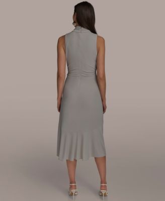Женское трикотажное миди-платье без рукавов с завязкой сбоку от Donna Karan New York