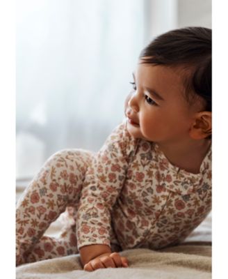 Baby Girl Cotton Hooded Cardigan & Cotton Floral Sleep & Play Pajamas