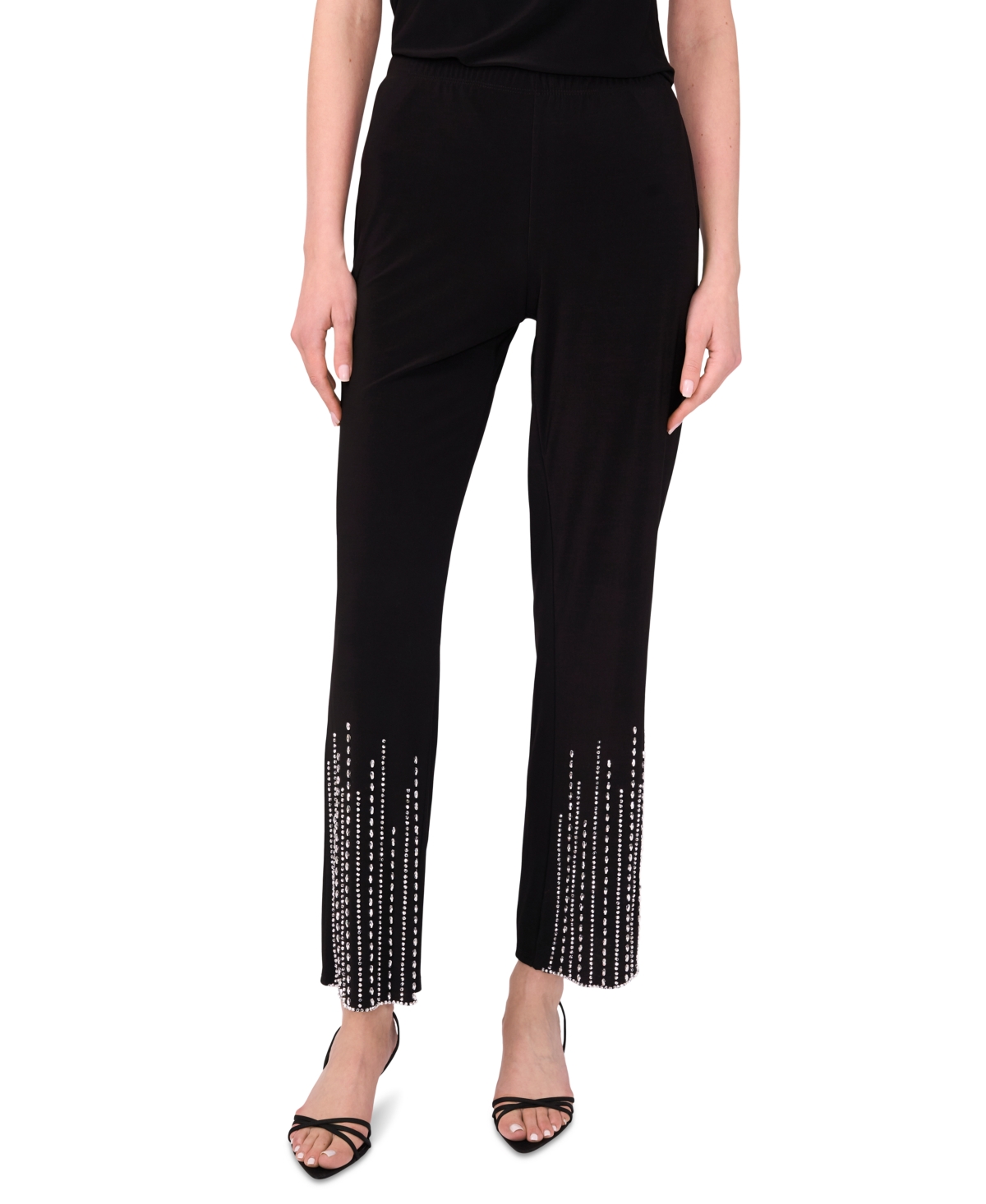 Women's Jersey Beaded-Hem Pull-On Pants - Black