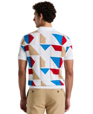 Оригинальный мужской приталенный свитер поло из разноцветного жаккарда Penguin для мужчин