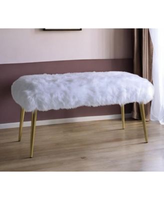 Plush Upholstered Faux Fur Bench – Modern Accent Seating for Bedroom or Entryway
