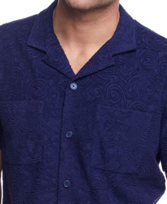 Винтажная мужская жаккардовая махровая рубашка и шорты с коротким рукавом, защищающие от непогоды