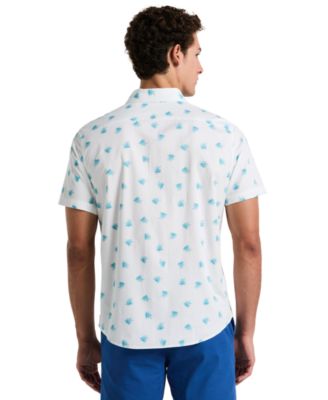 Оригинальная мужская приталенная стрейчевая рубашка Penguin с коротким рукавом и принтом Агавы по всей длине