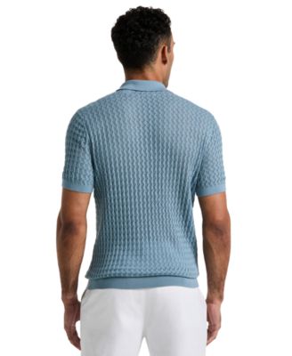 Оригинальный мужской приталенный текстурированный свитер-поло с коротким рукавом Penguin от Original