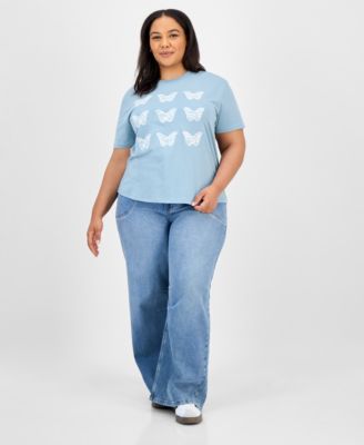 Trendy Plus Size Butterfly Applique T-Shirt