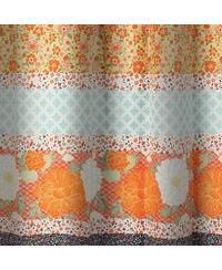 Striped Shower Curtain – Microfiber Fabric with Floral Accents