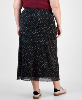 Trendy Plus Size Pull-On Mesh Midi Skirt